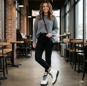 Dr.martens White Leather Lace-Up Boots Zavala  New Whithout Label